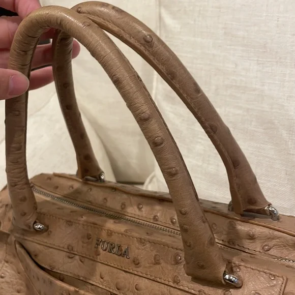 FURLA ostrich handbag. Only wore twice it’s like brand new. - Picture 17 of 17